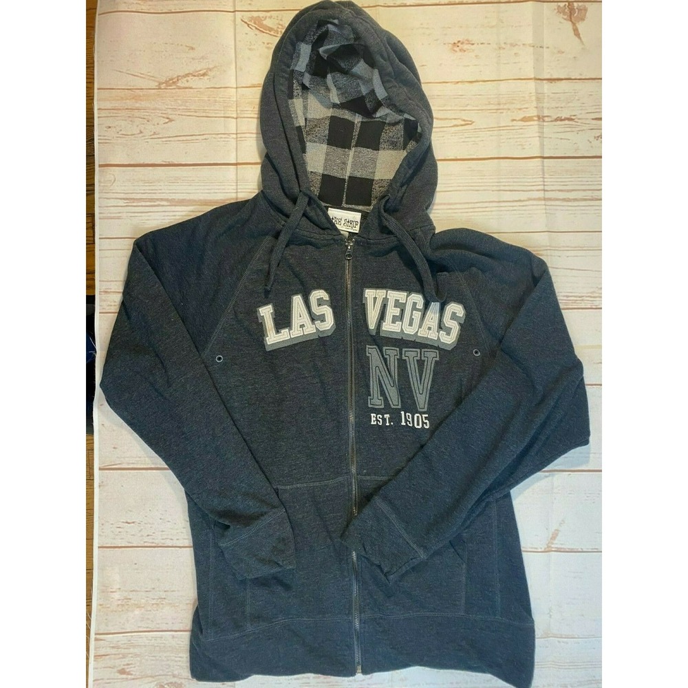 Las Vegas Gray Sweatshirt Hoodie Strip Size Medium full zip